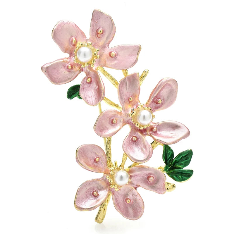 Enamel Peach Blossom Branch Brooch