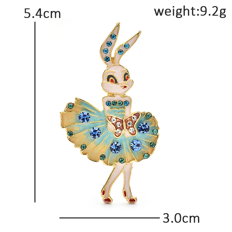 Dressed Bunny with a Floral Skirt Brooch