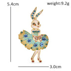 Dressed Bunny with a Floral Skirt Brooch