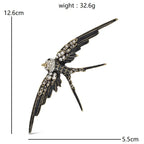 Large Enamel Swallow with Rhinestones Brooch — dimensions