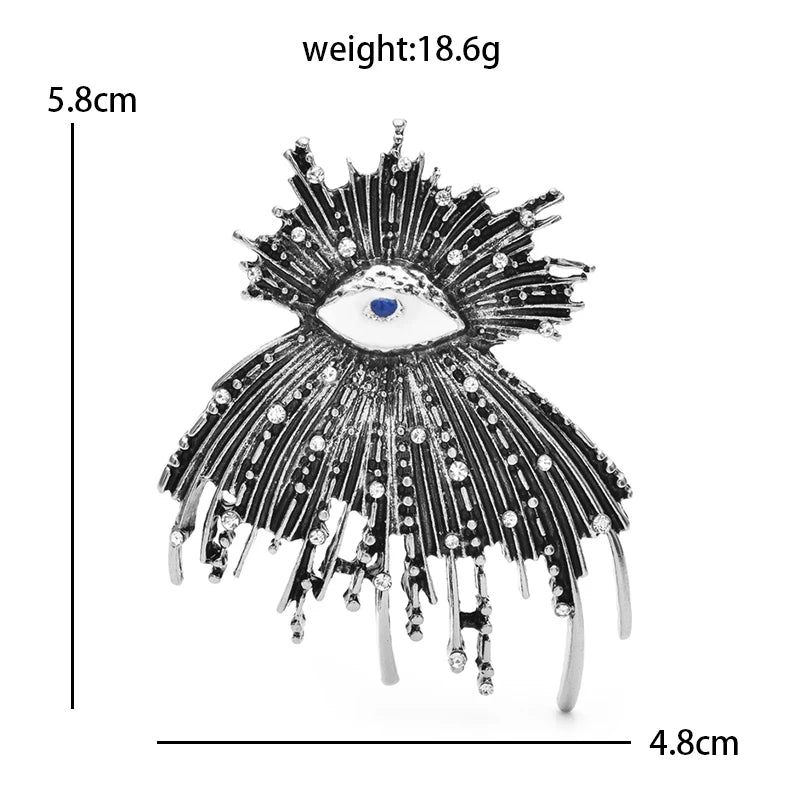 Vintage-Style Radiating Enamel Eye Brooch — dimensions