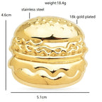 Polished Hamburger Stainless Steel Brooch — dimensions