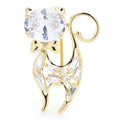 Crystal-Head Cat Brooch