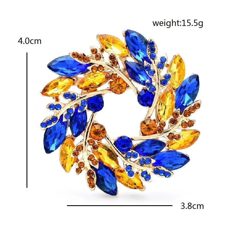 Jeweled Olive Wreath Brooch — dimensions