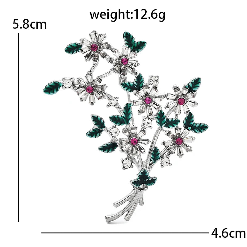 Jeweled Flower Bouquet Brooch — dimensions