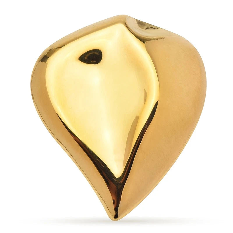 Sculptural Folded Heart Stainless Steel Brooch — Gold