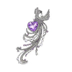 Long-Tailed Bird with Purple Heart Brooch — Purple Heart Bird