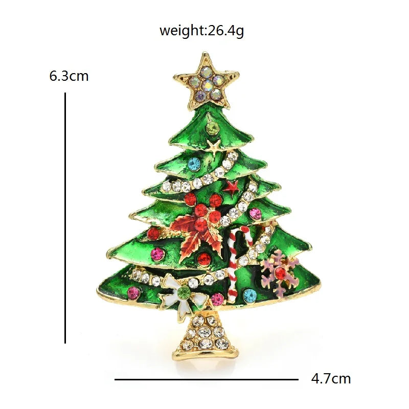 Enamel Christmas Tree with Presents Brooch