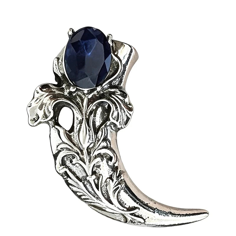 Floral Carved Horn with Oval Faceted Accent Brooch original white background product photo