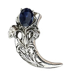Floral Carved Horn with Oval Faceted Accent Brooch original white background product photo