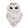 Enamel Owl with White Accent Brooch — White
