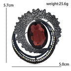 Vintage-Style Faceted Oval with Layered Frame Brooch — dimensions