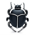 Jeweled Enamel Beetle Brooch — Black