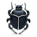 Jeweled Enamel Beetle Brooch — Black