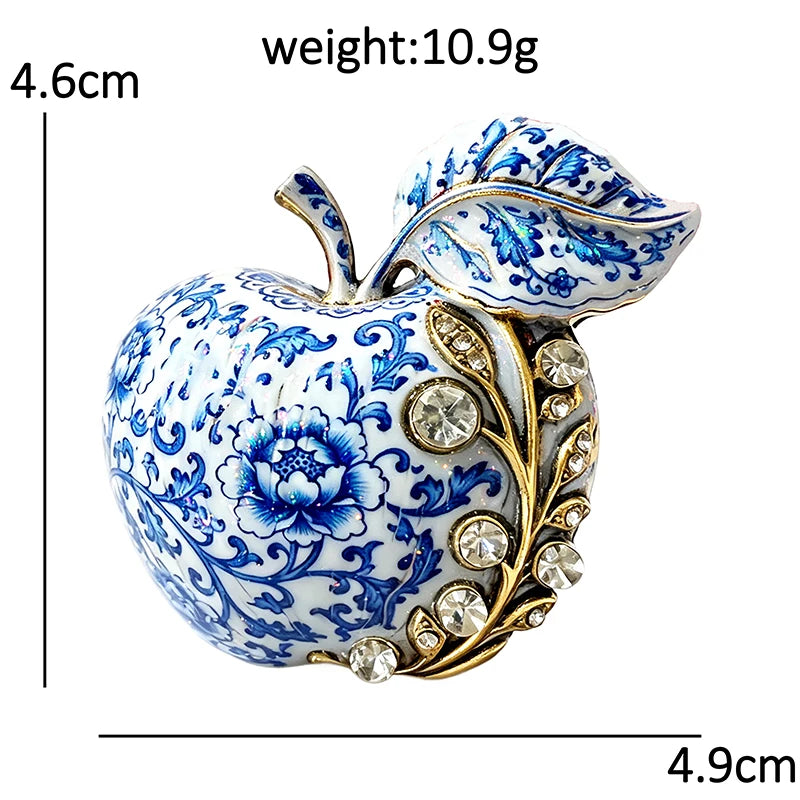 Jeweled Enamel Apple Brooch
