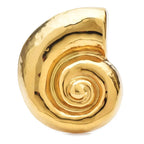 Polished Spiral Seashell Brooch — Gold