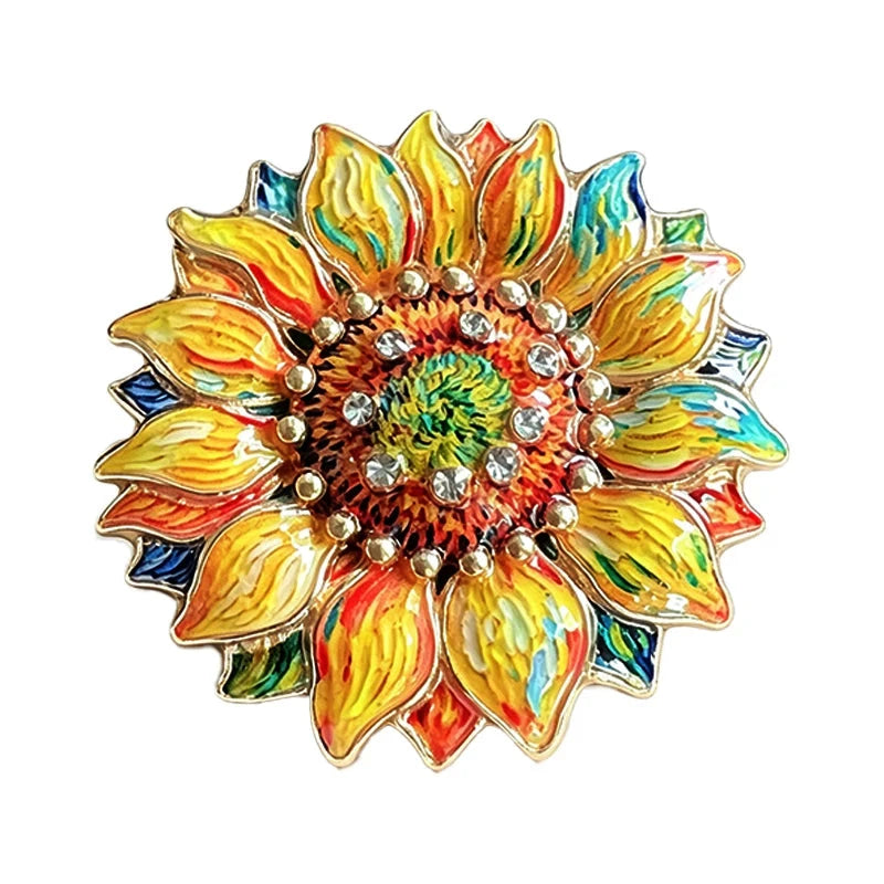 Painterly Sunflower with Vibrant Petals Brooch original white background product photo