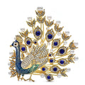 Jeweled Peacock with Pearl-Look Tail Brooch — Blue Peacock
