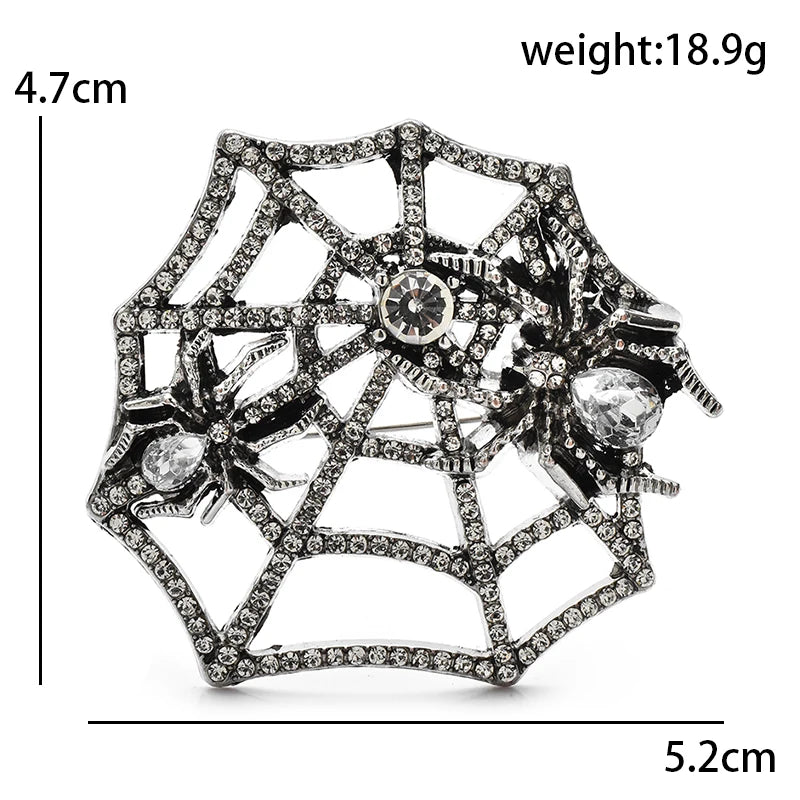 Spider on Rhinestone Web Brooch — dimensions