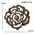 Openwork Rhinestone Rose Brooch — dimensions