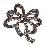 Vintage-Style Looping Rhinestone Bow Brooch — Champagne