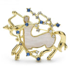 Sagittarius Centaur with Abalone-Look Inset Brooch — Gold