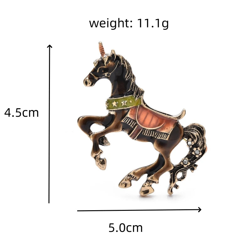 Rearing Enamel Horse with Saddle Brooch — dimensions