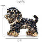 Black Rhinestone Puppy Dog Brooch dimensions and weight