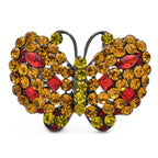 Sparkling Rhinestone Butterfly with Golden Body Brooch — Yellow & Red