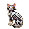 Skeleton Cat with Pearl-Look Accent Brooch original white background variant photo