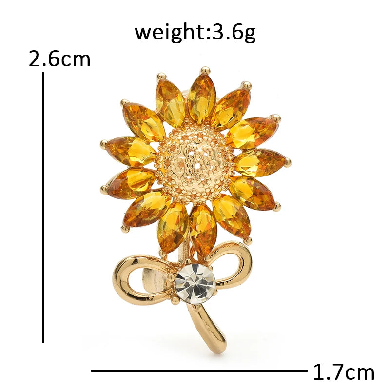 Sparkling Sunflower with Ribbon Stem Brooch
