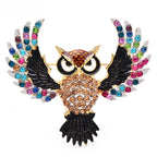 Spread-Wing Owl with Colorful Rhinestones Brooch — Colorful Owl