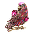 Vintage Rhinestone Parrot on Branch Brooch original white background product photo