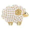 Pearl-Look-Accent Sheep with Curled Horns Brooch original white background product photo