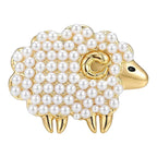 Pearl-Look-Accent Sheep with Curled Horns Brooch original white background product photo