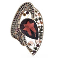 Geometric Teardrop with Faceted Center Brooch — Purple