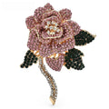 Rhinestone Rose with Crystal Tassel Brooch — Pink