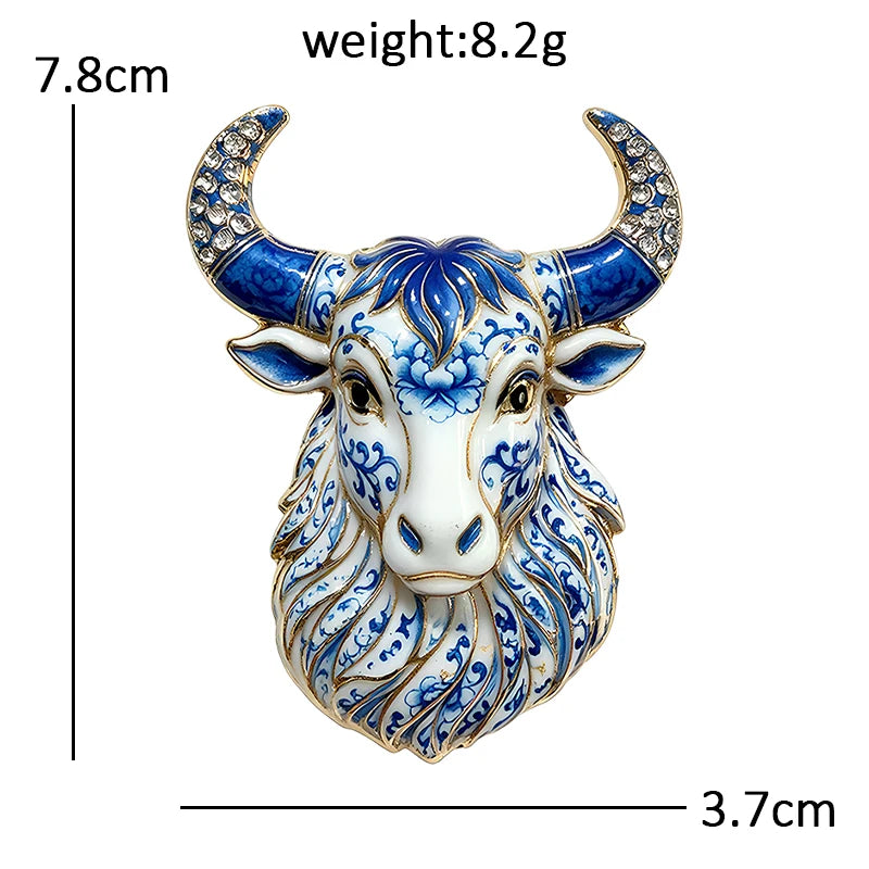 Floral Bull Head Brooch