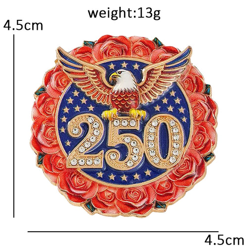 America 250 Eagle and Rose Medallion Brooch