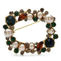 Rectangular Pearl-Look Wreath with Faceted Accents Brooch original variant product photo