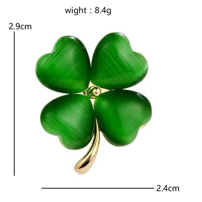 Jeweled Floral and Clover Motif Brooch