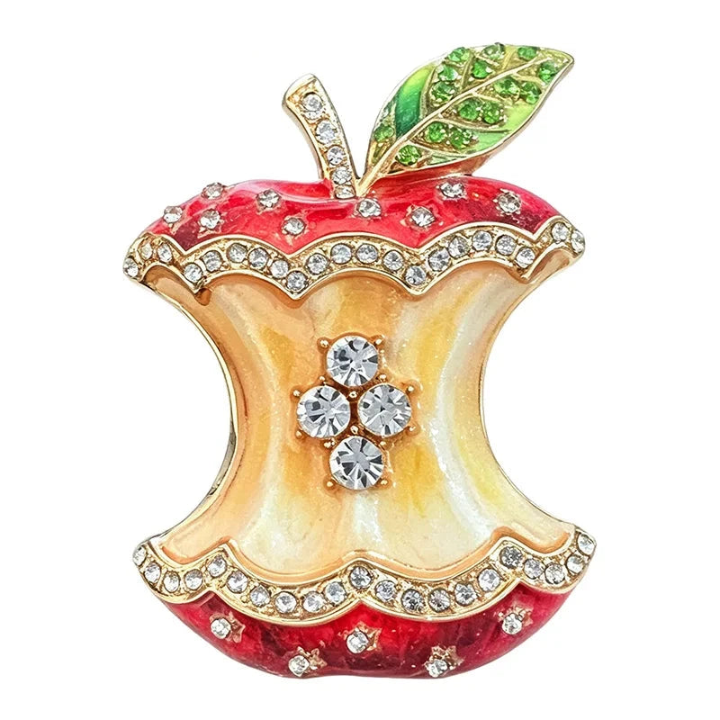 Apple Core Rhinestone Brooch original white background product photo