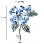 Blue Crystal Flower with Pearl-Look Drop Brooch — dimensions