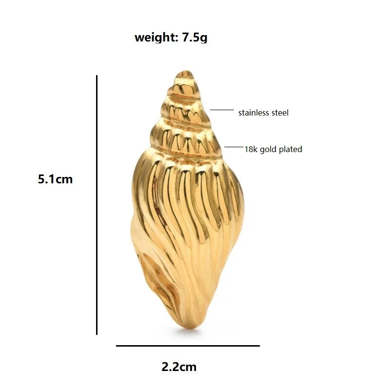 Ridged Spiral Conch Shell Brooch — dimensions