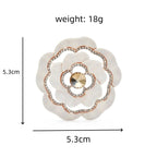 Layered White Flower with Faceted Center Brooch — dimensions