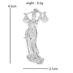 Libra Lady Justice with Scales Brooch — dimensions