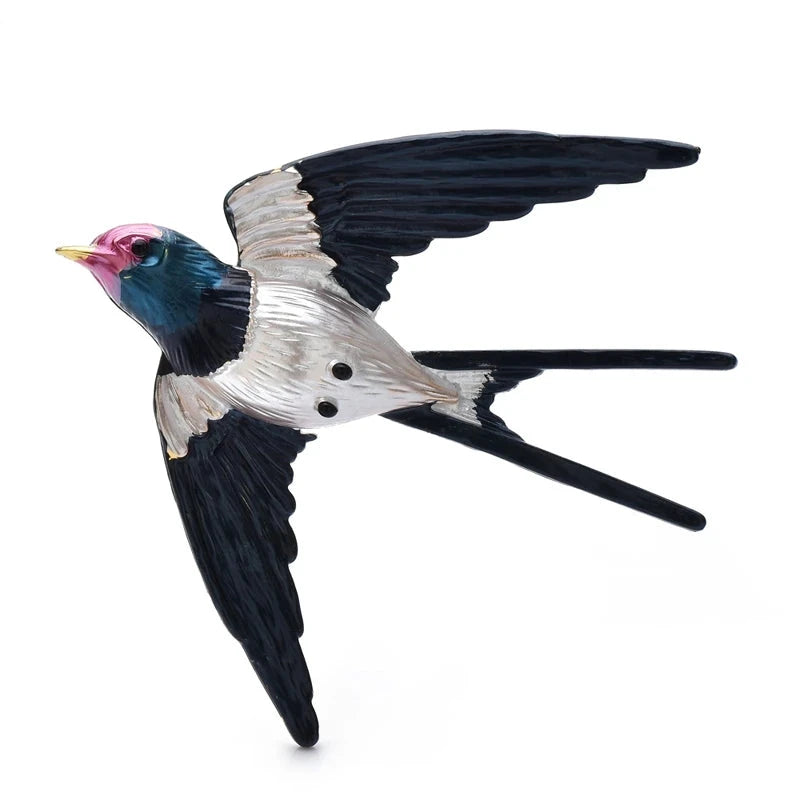 Enamel Flying Swallow with Forked Tail Brooch original variant product photo