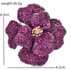 Layered Rhinestone Flower with Golden Center Brooch — dimensions