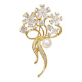 Sparkling Flower Bouquet with Pearlescent Drop Brooch original white background product photo