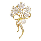 Sparkling Flower Bouquet with Pearlescent Drop Brooch original white background product photo